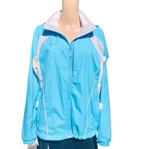 Columbia blue light weight windbreaker rain jacket Sz L